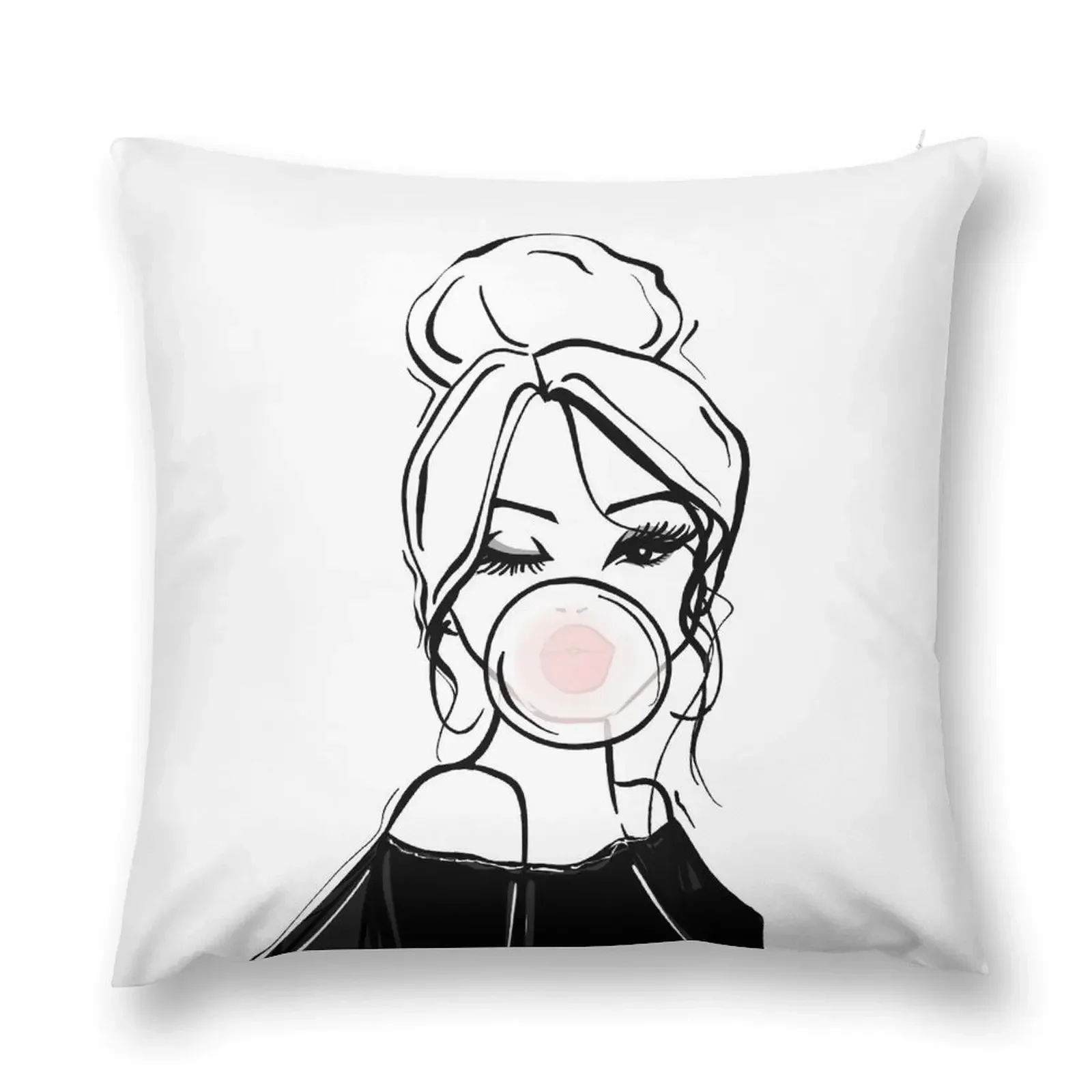 Bubble Gum Wink Fashion Illustration Throw Pillow Pillow Case christmas decorations 2025 pillow