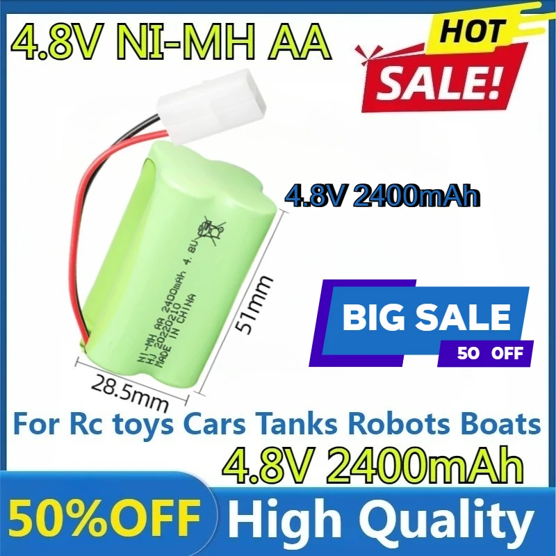 

For Rc Toys Cars Tanks Robots Boats Guns 4.8v Rechargeable Battery Pack SM Plug with Cable 4.8V Battery 2400mah AA NiMH Battery