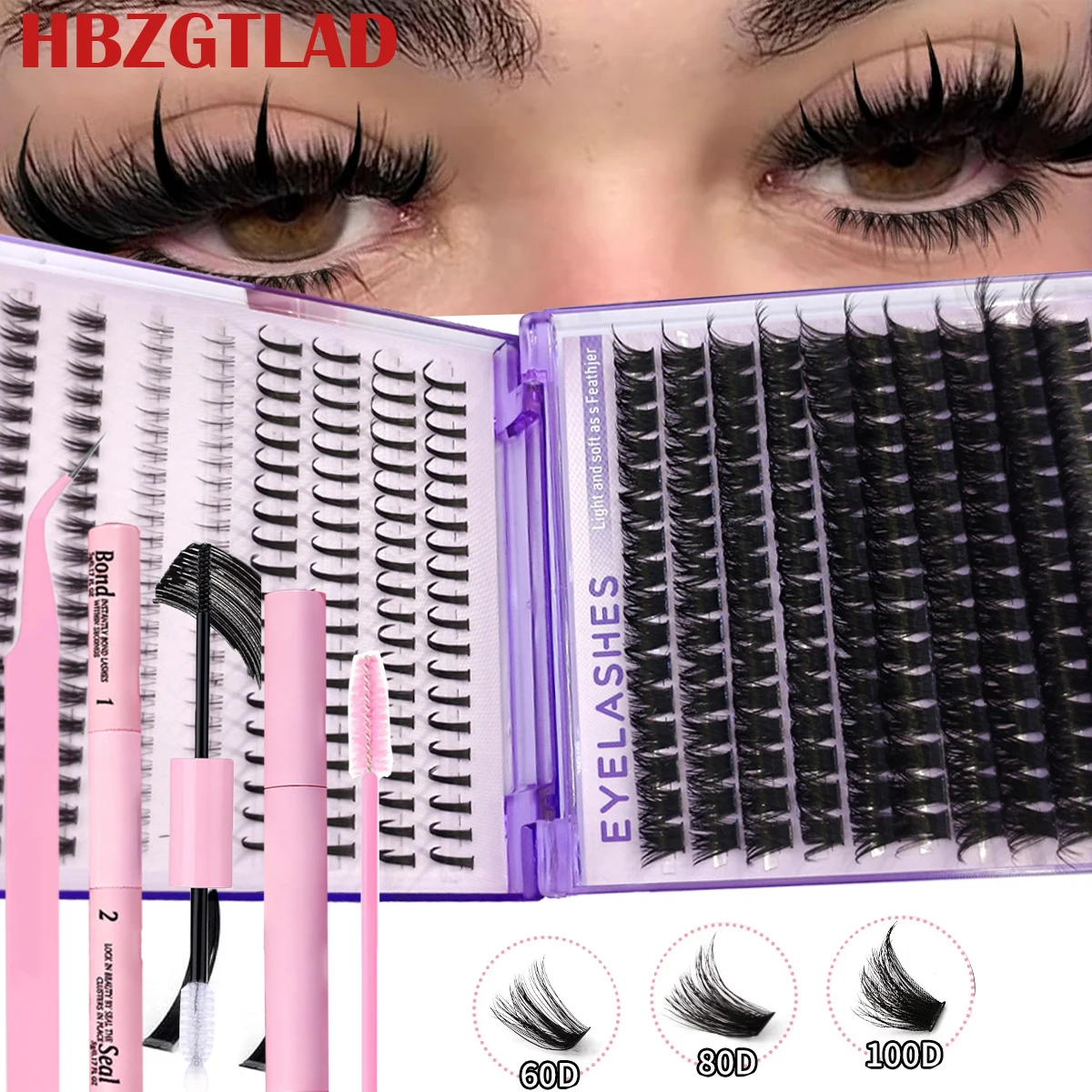 60D-100D Lash Bundle Kit, Lash Nails, Lash Bundle Bottom Volume, Personal Eyelash DIY Lash Adhesive Set ﻿