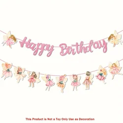 Fairy Birthday Party Decoration Flower Fairies Girls Birthday Banner Fairy Hanging Decoration Colorful Happy Birthday banner