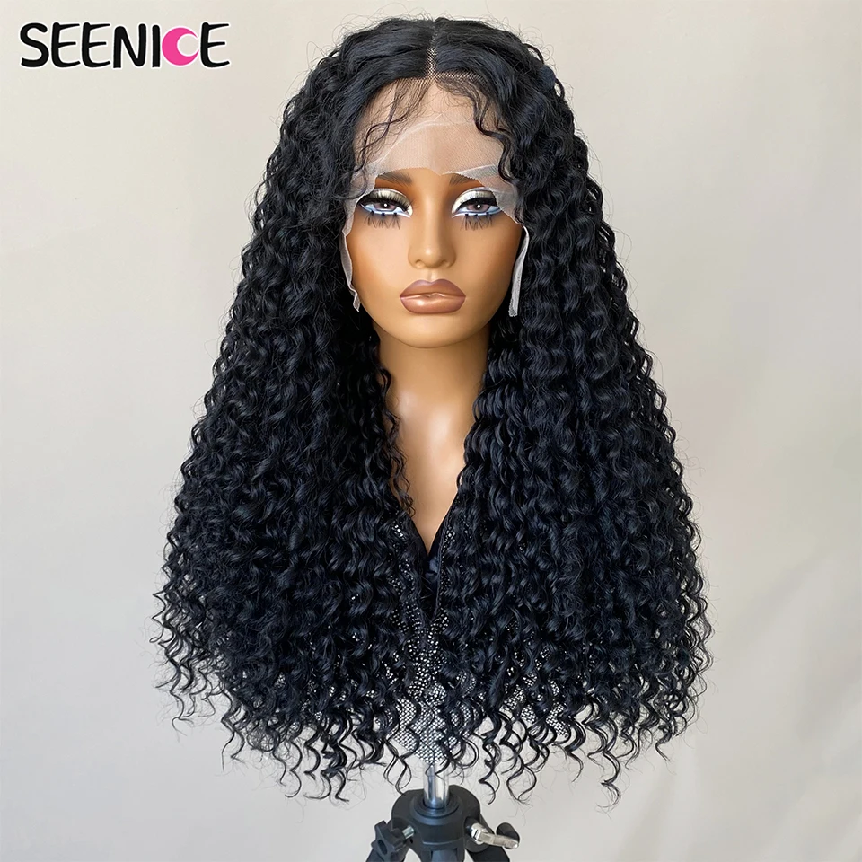 13×4×1 Deep Wave Lace Front Wigs Ginger Synthetic Curly Wigs for Women Cosplay Pre Plucked with Baby Hair 26” Lace Wigs