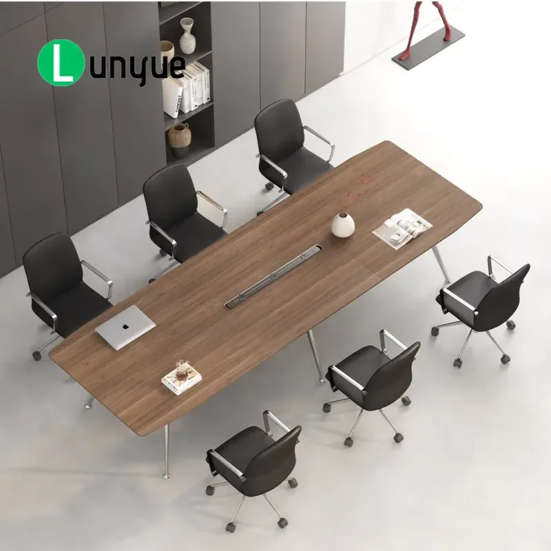 Modern European Style Chrome Plated Aluminum Legs Office Conference Table For 6 8 10 12 People Meeting Room Furniture