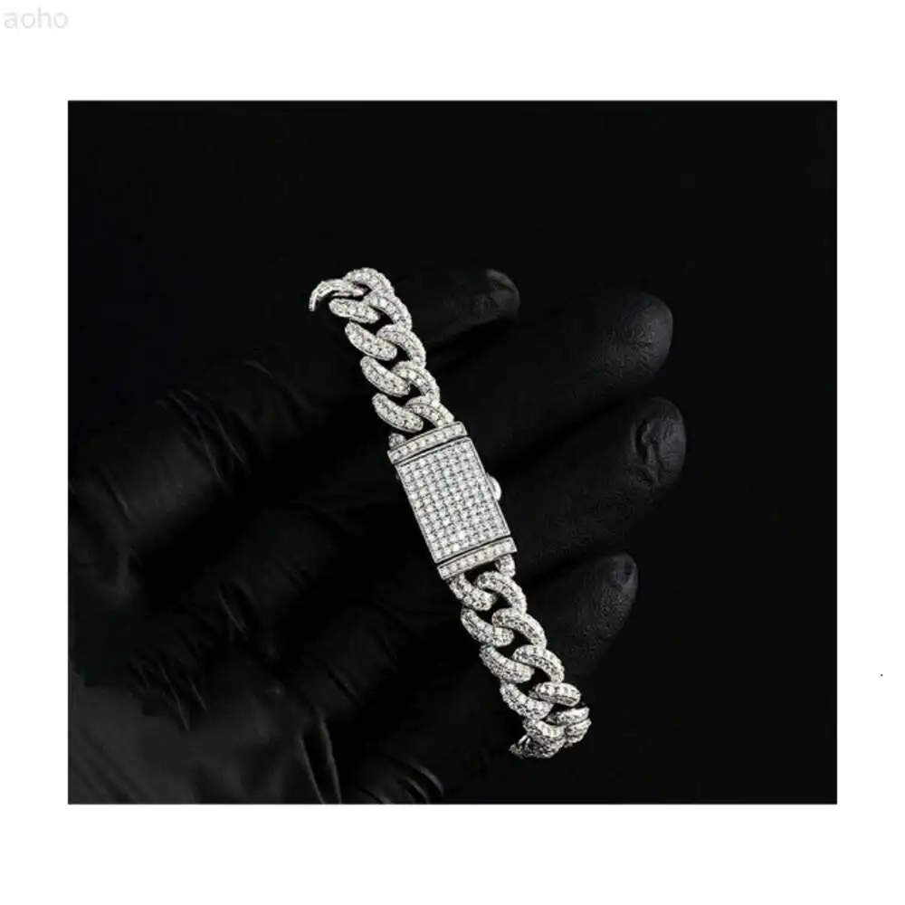 

Arrivalcuban Chain 10mm Miami Cuban Link Chain Vvs Moissanite Diamond Stubbed 925 Sterling Silver White Gold Plated 18-24