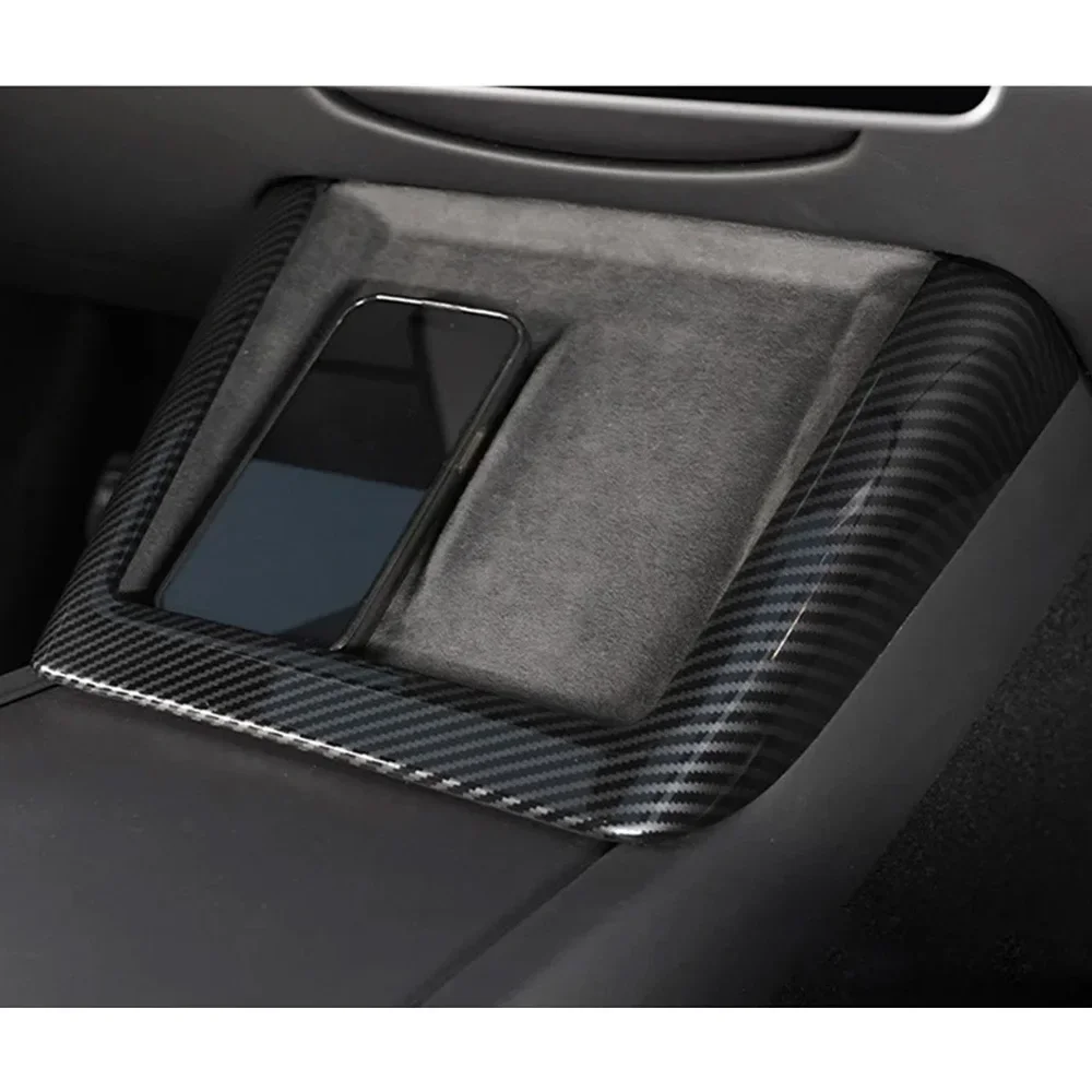 BEVO Pannello cruscotto modello in fibra di carbonio ABS opaco lucido per Tesla Model 3 Adesivo per console centrale con copertura bracciolo Highland