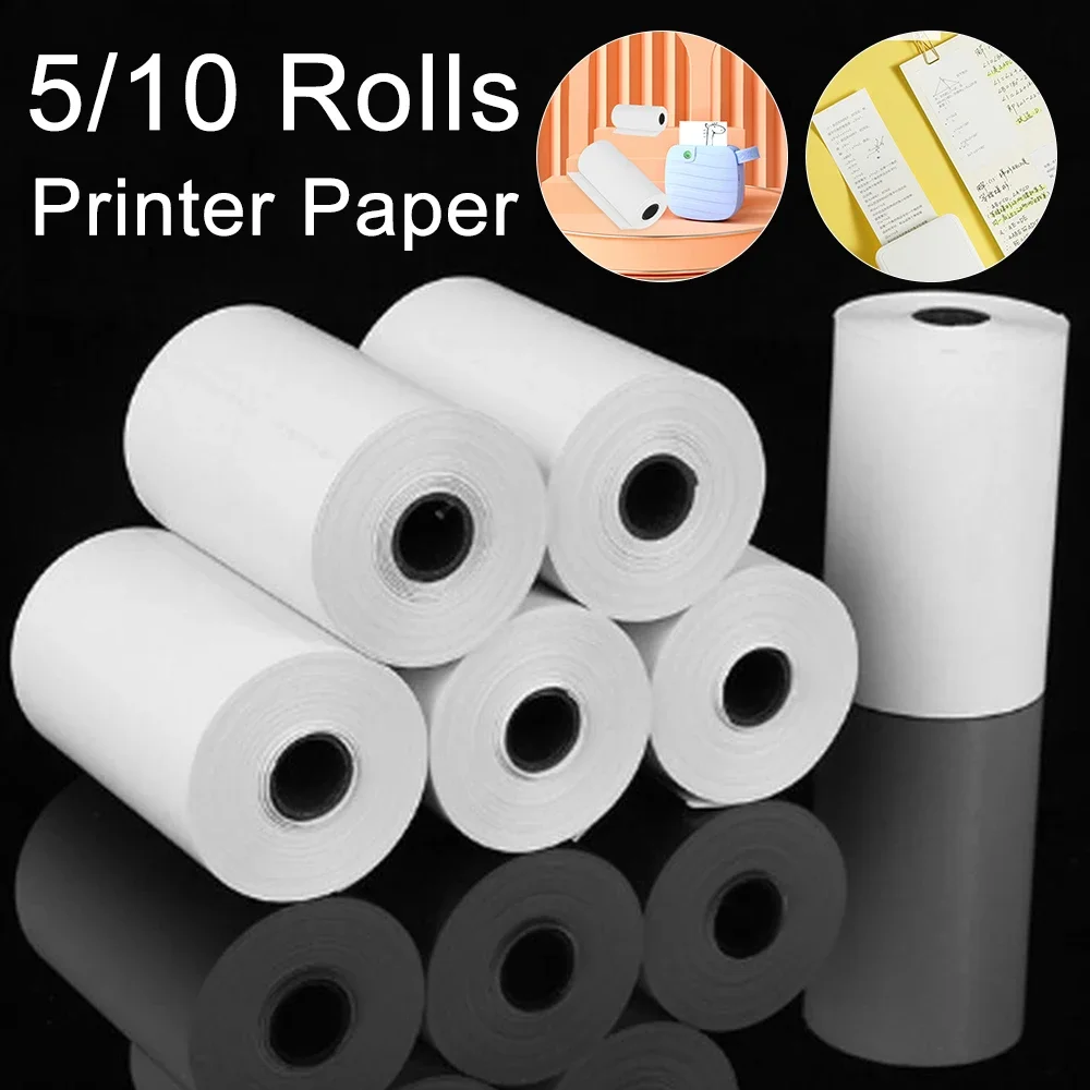 5/10 Rolls Thermal Paper Camera Printing White Children Camera Wood Pulp Instant Print Kids Rolling Paper Miniprinter Accessory