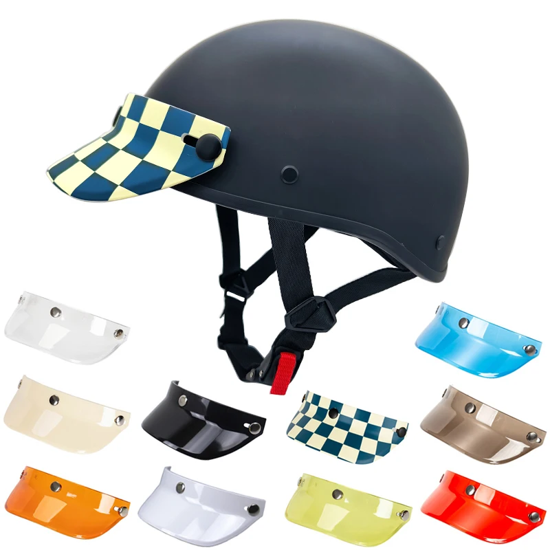 

Vintage Motorcycle Helmet Casco Moto Retro Motorbike Light Weight white black Half Helmets