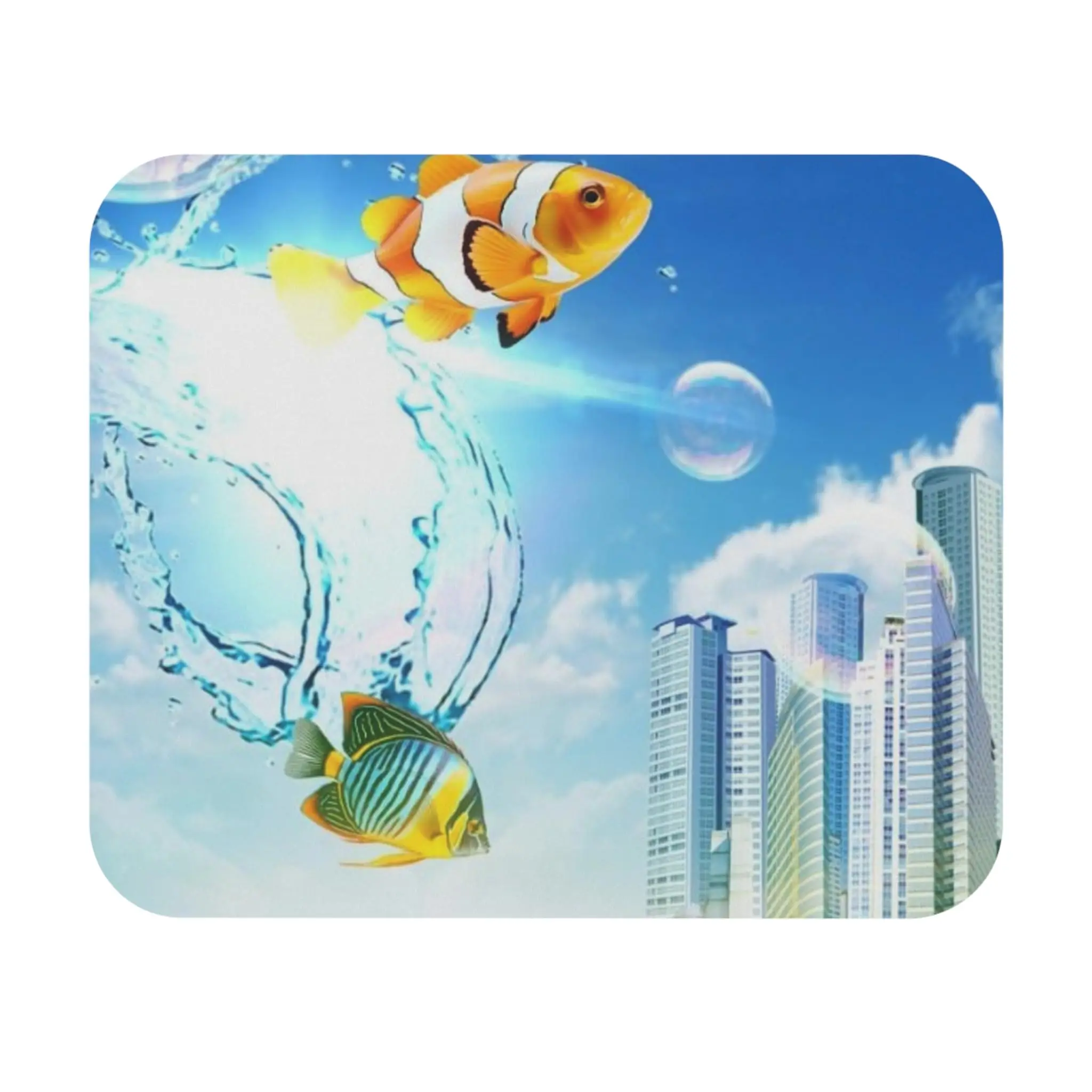 

Frutiger Aero Tropical Fish City Style Print Square Mouse Pads Lock Edge Gaming Mousepad Mouse Mat Keyboard Mats 22x18cm