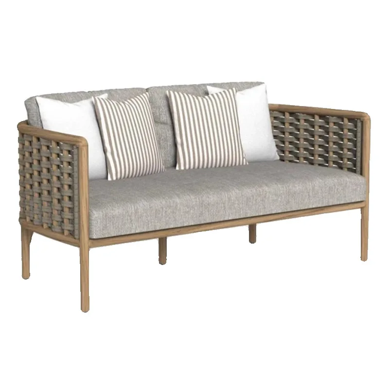 Outdoor sofa courtyard outdoor rattan tables and chairs garden open-air solid wood waterproof sunscreen hotel villa creative fur