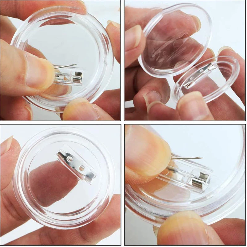 5 Stück Transparente Acryl-Kunststoff Runde Abzeichenrohlinge DIY Button-Pins für DIY-Fotos Nähen Kleidung Broschen Geschenkherstellung Bastelbedarf – Detail 4