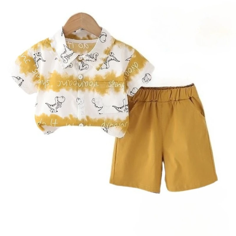 

New Summer Baby Boys Clothes Set Children Short Sleeved Suit Cartoon Shirt Shorts 2Pcs/Sets Kids Clothing Infant Casual Costume