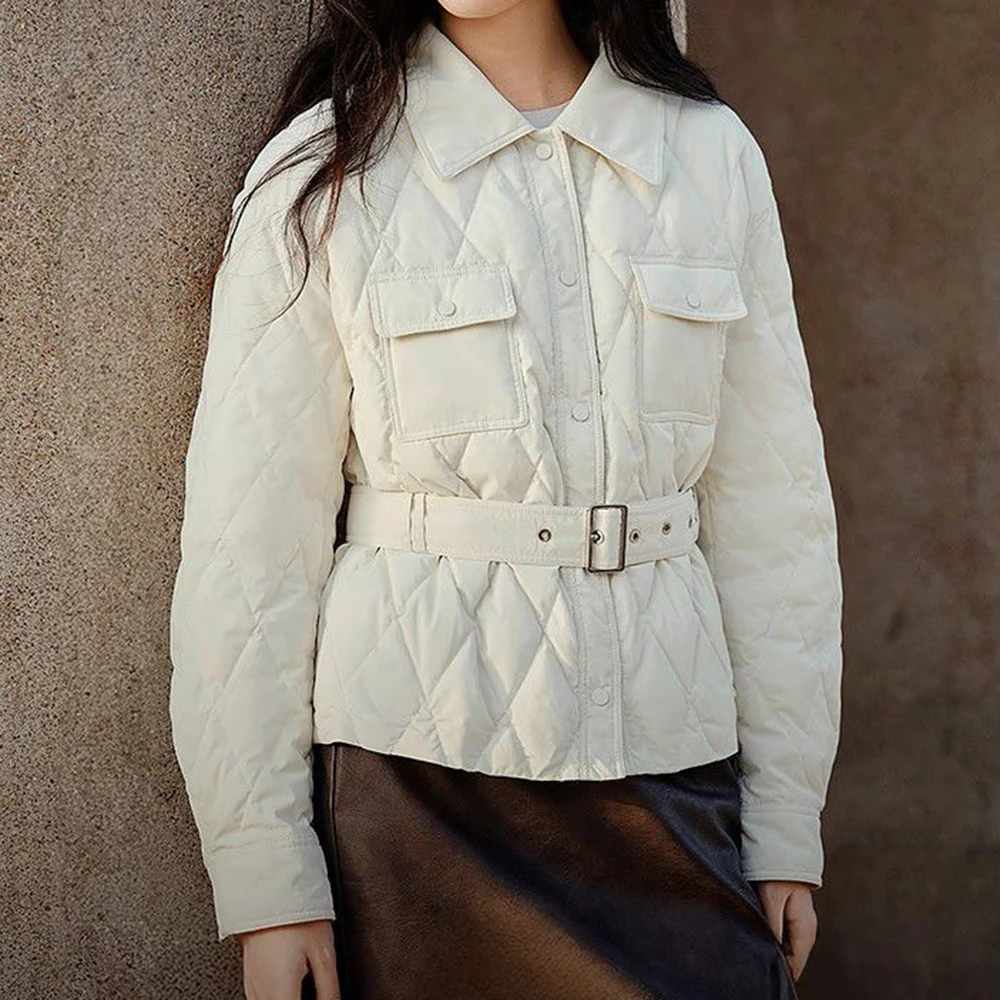 Veste courte rembourrée en coton, taille 2025, nouveau losange fin et fin, automne et hiver