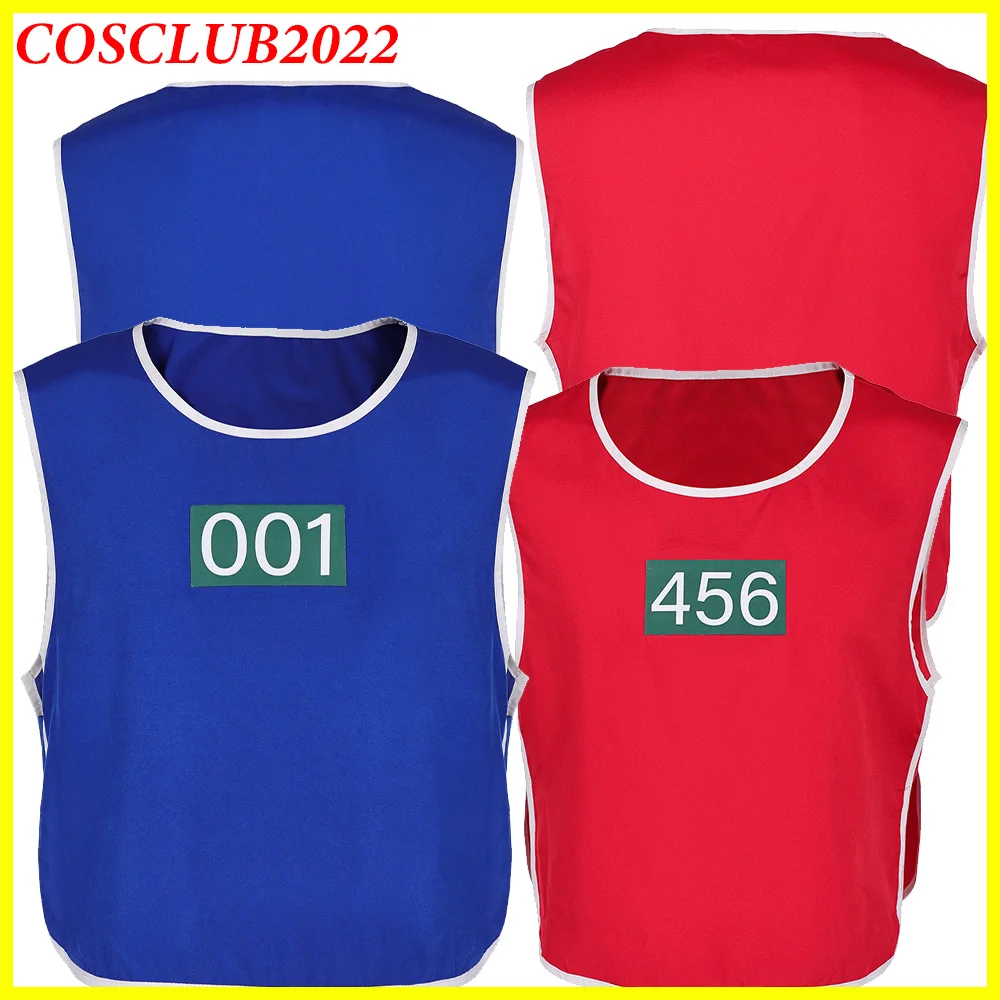 

No 001 No 456 Cosplay Blue Vest 2025 TV Game Of Teuthida Costume Sleeveless Top Roleplay Clothing Outfits Halloween Party Suit
