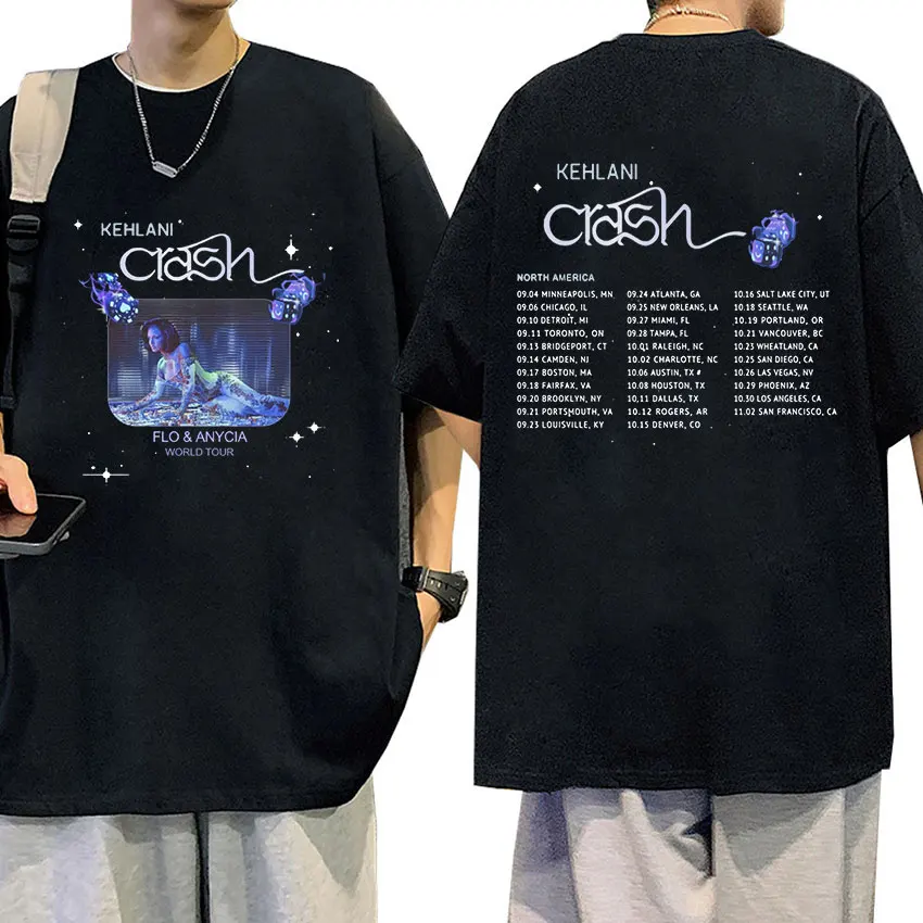 Singer Kehlani Crash World Tour 2024 New Tee Shirt Men Women Hip Hop Retro Oversized Cotton Short Sleeve T-shirts Y2k Streetwear