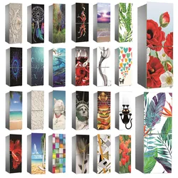 60x180cm Flower Leaf Refrigerator Sticker Peel&Stick Fridge Door Full Cover Decal Furniture Decor Poster Custom Size Wall Murals