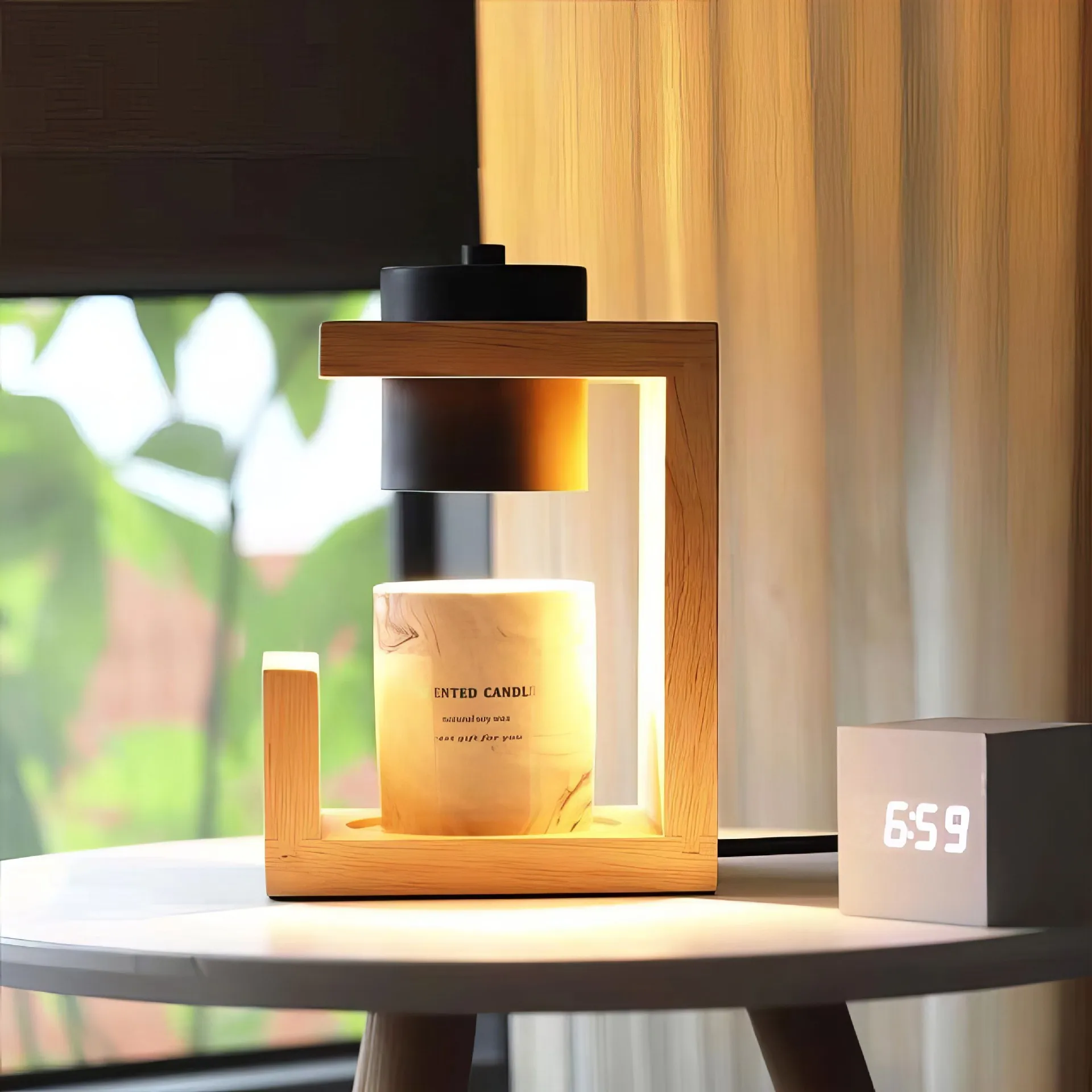 

Modern Candle Lamp 2-in-1 LED Wax Melt & Aroma Lamps Dimmable Ambient Bedside Night Light with Timer Touch Sensor Home Decors