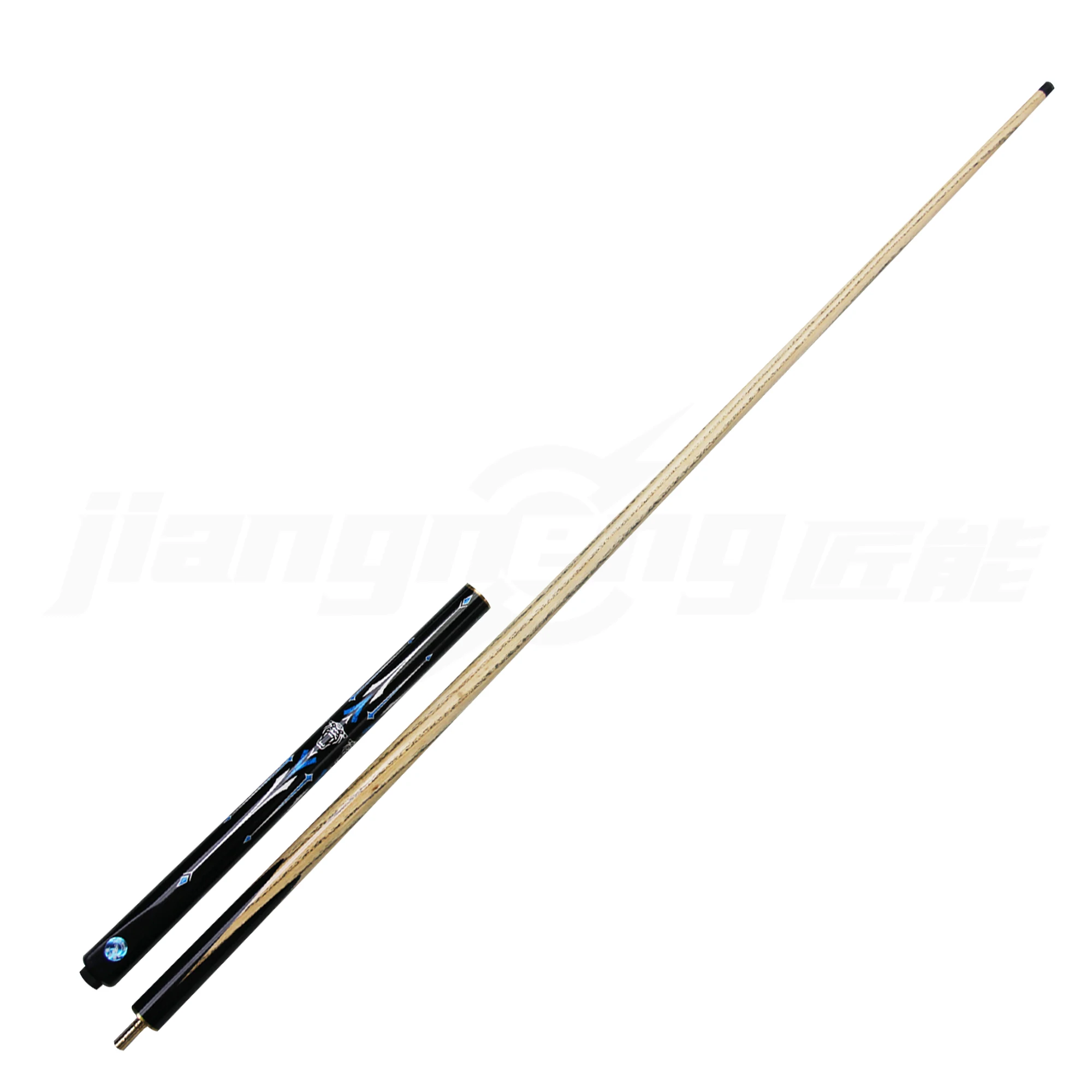 11.5mm Black Fiber Anti-Explosion Tip 3/4 Billiard Cue, Brass Joint, Ash + Walnut, High Burst Force Pool Stick