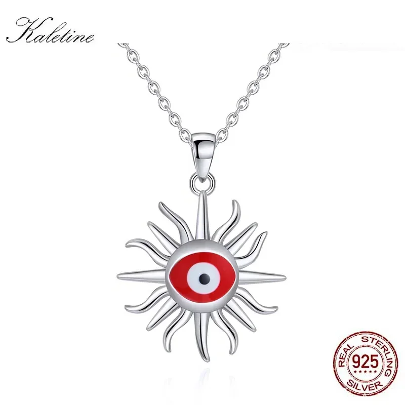 

KALETINE Sun Evil Eye Necklace For Women 925 Sterling Silver Vintage Punk Turkish Eye Pendant Necklace Choker Jewelry