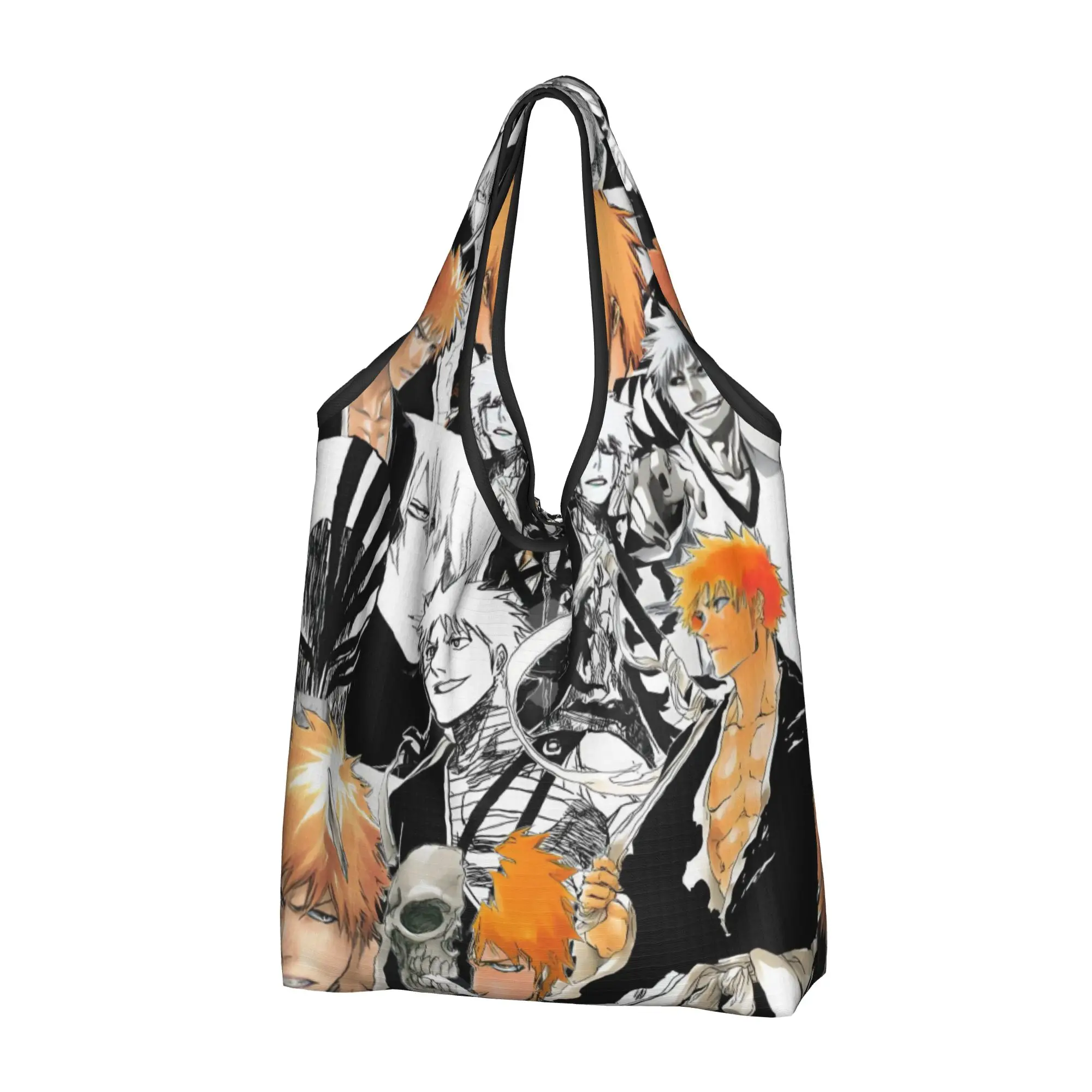 Custom B-Bleaches Anime Epic  Shopping Bag Women Portable Big Capacity Groceries Diverse Shopper Tote Bags