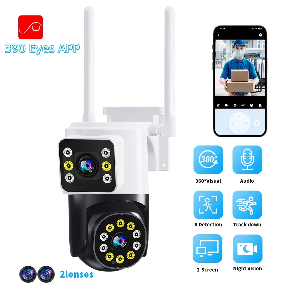 4MP 390Eyes APP security protection Wireless PTZ Intercom IP Dome Camera AI Humanoid Detection CCTV Wifi security camera