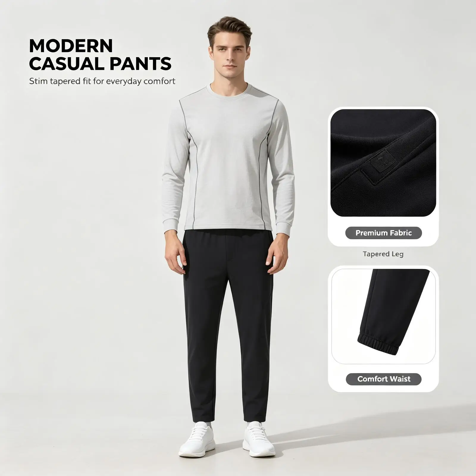 Under Armour Modern Casual Slim Tapered Pants, Solid Color Stretch Trousers, Premium Fashion Pants Office Daily Streetwear
