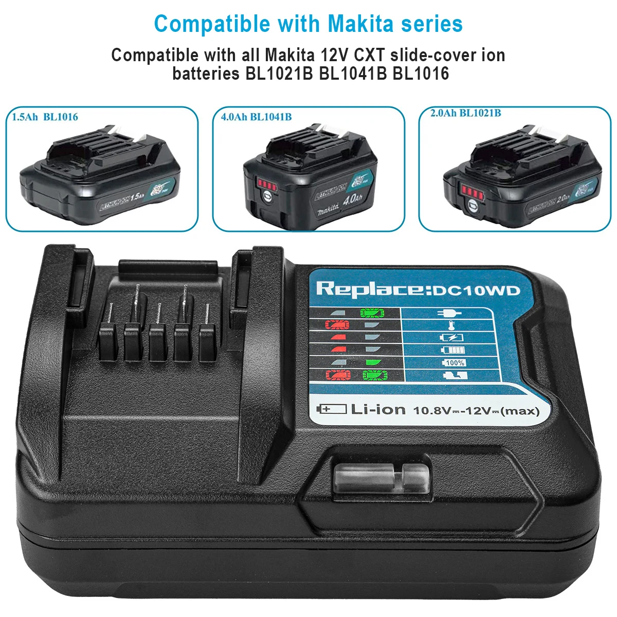 

10WD литий-ионный аккумулятор для быстрой зарядки Makita 10,8 V 12V Tool BL1015 BL1016 BL1021B BL1041B FD05 36W 3A, зарядное устройство