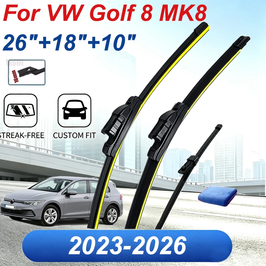Car Wiper For VW Golf 8 Hatchback MK8 2019 2020 2025 Front Rear Wiper Blades Brushes Cutter Auto Accessories