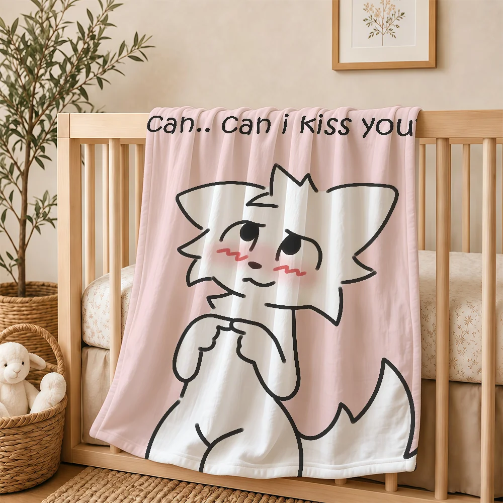 Cartoon Boykisser SillyCat Cute Blanket For Soft Warm Knee For Bedroom Living Room Bed Sofa Camping Picnic Office Gift Throw