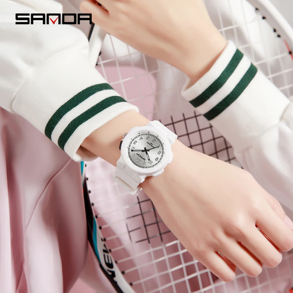 SANDA New 6194 Fashion Student Quartz Watch Silicone Strap Waterproof Color LED Casual Children's Quartz Watch 2025