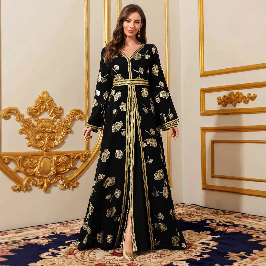 

Dress Suit Women Eid Abaya Dresses 2 Piece Sets Jalabiya Muslim Party Cardigan Robe Sashes Ramadan Dubai Kaftan Print Vestidos