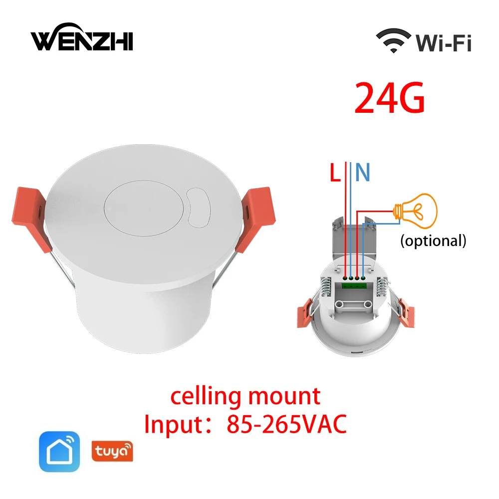 ZigBee/Wifi MmWave Radar Menselijke aanwezigheid Bewegingssensor Lichtschakelaar Helderheidsdetectie 110/220V Tuya Smart Life Domotica