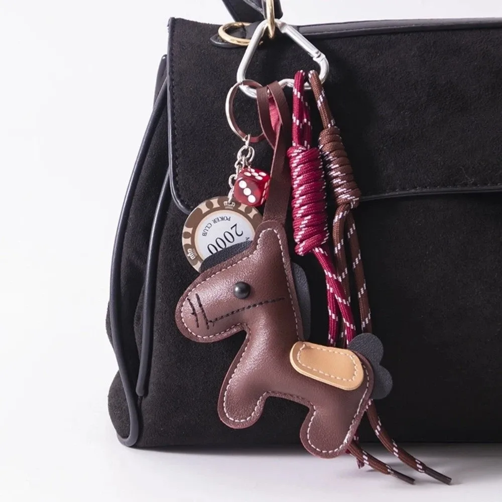 

Luxury Charm Leather Pony Keychain Handmade Creative Backpack Pendant Cute Pony Design Hanging Accessories DIY Decoration