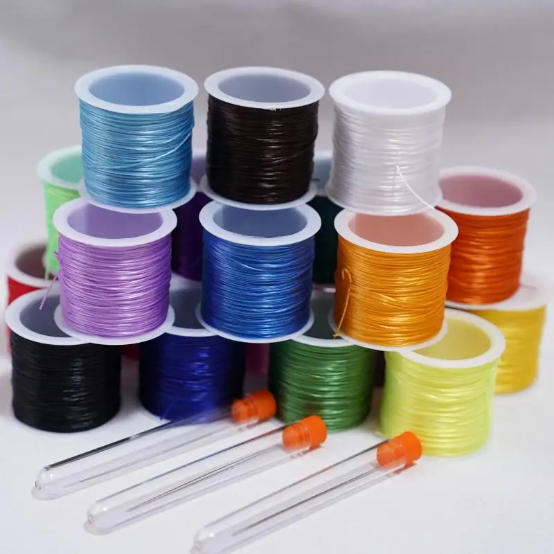 1 Rolle 40 m 0,8 mm bunter Stretch-Drahtfaden DIY Perlen-Stretchschnüre elastische Linie Perlennadeln Bastelzubehör