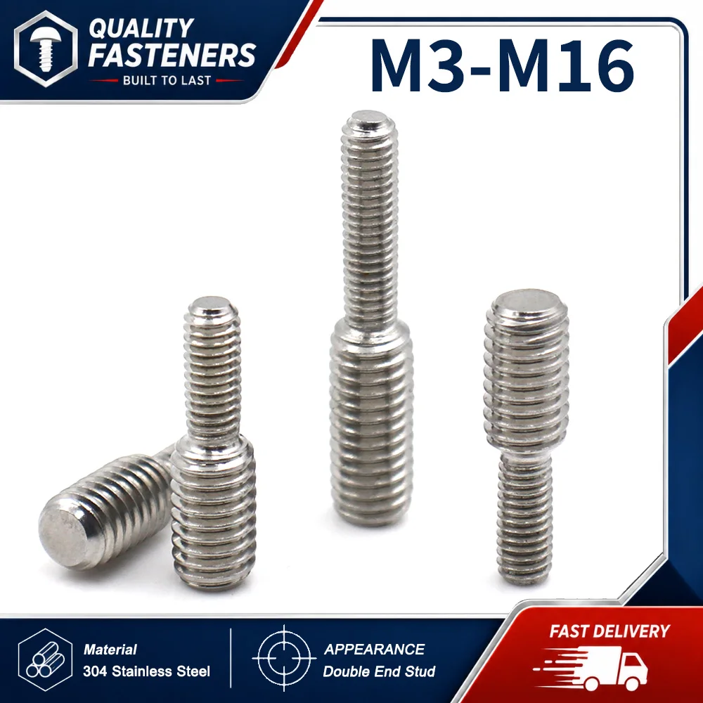 304 Stainless Steel Double End Reducing Stud Bolts Variable Diameter Conversion Screws M3-M16 to M4-M20