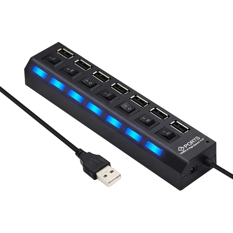 Hub 2.0 USB Splitter Multi Hub USB 2.0 Adapter USB Several Ports Power Adapter  with Switch Laptop Accessories for PC