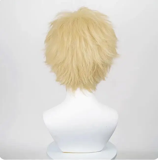 Anime Wig Synthetic Short Curly Blonde Yellow Cosplay Hair Heat Resistant Wig for Party