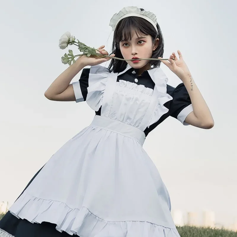 Maid costume cosplay restaurant coffee shop workwear long skirt black and white maid costume party