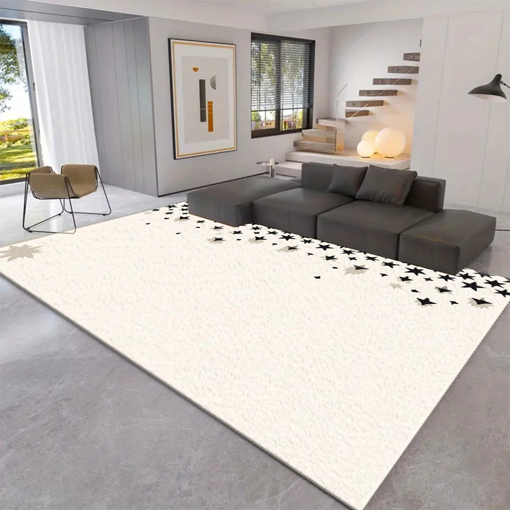 Star Print Area Rug, Lightweight Floor Carpet, Decorative Home Mat For Bedroom Living Room