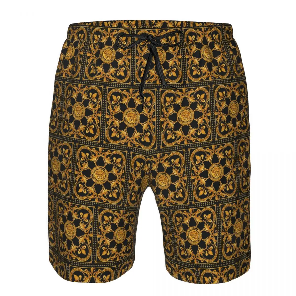 

Golden Lion Baroque Pattern Trunks Beach Board Shorts Casual Quick Dry Swim Summer Men Pants