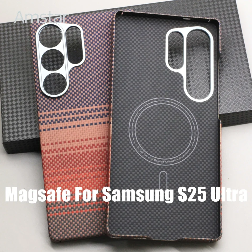 

Amstar Luxury Carbon Fiber Magnetic Case for Samsung Galaxy S25 Ultra Magsafe Cover 600D Aramid Fiber S25 Ultra Magnetic Cover