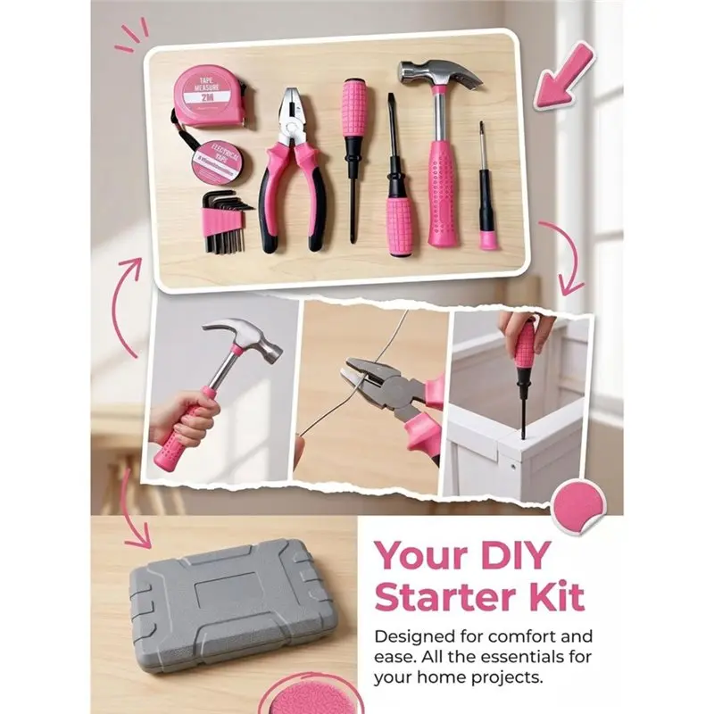 ABUG-For Home Repair Tool Kit 13-Piece Manual Essential Tool Set For Apartment, Dorm& DIY Projects Versatile