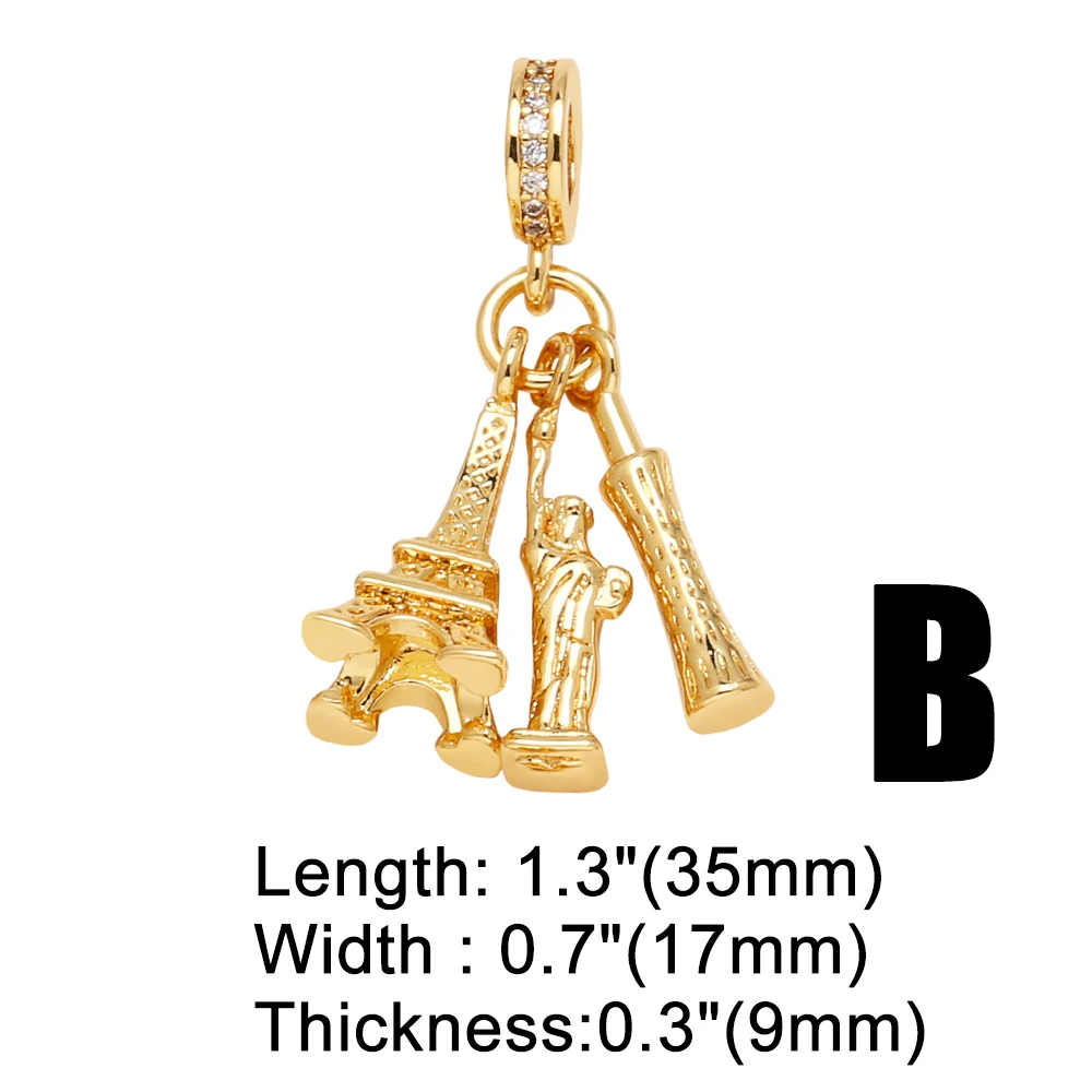 OCESRIO Enamel World Travel Pendant for Necklaces Copper Gold Plated Paris Landmark Life Tree Jewelry Making Component pdtb749
