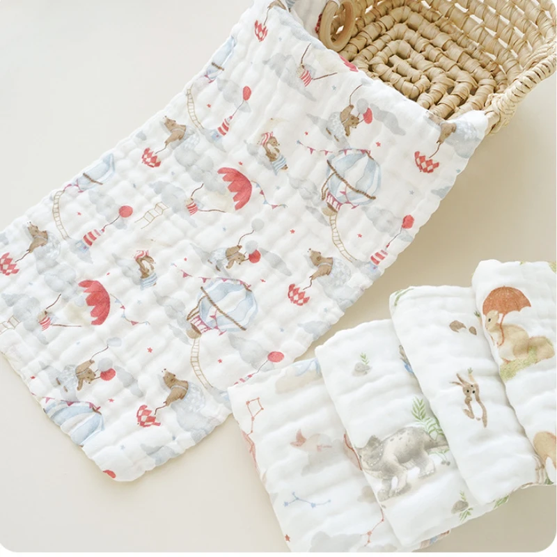 25X50CM Cotton Baby Face Towel 6 Layer Soft Muslin Baby Burp Cloths for Newborn Hand Saliva Towel Children's Bath Item