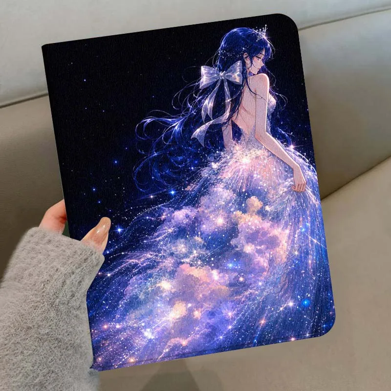 Cartoon Starry Blue Gown Soft For Samsung Galaxy Tab S11 S10 S9 S8 S7 S6 A9 A8 A11 Lite FE Plus Pen Tray Tablet Case