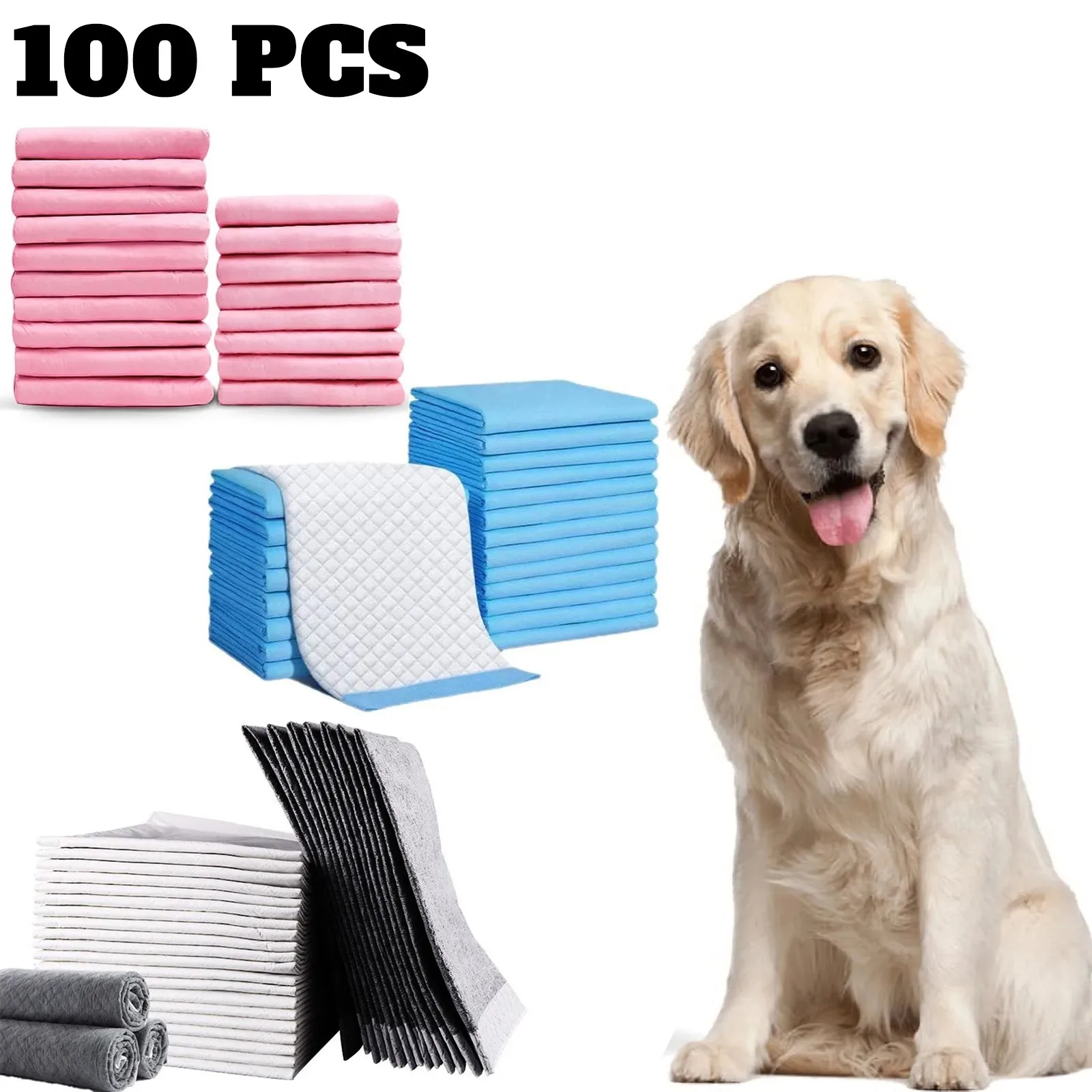 

100PCS Absorbent Dogs Diapers Disposable Puppy Training Pee Pads Quick Dry Surface Mat Clean Cushion Dog Supplies