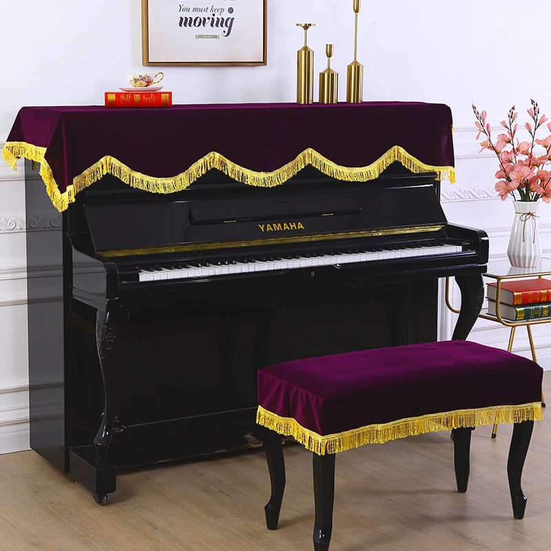 

Upright Piano Cover Nordic Style High-End Light Luxury Gold Velvet Dust Cover Electric Piano Half-Covered Decorative Cover