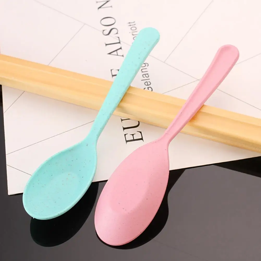 Cuchara de sopa ecológica para niños, vajilla de plástico con mango largo, apta para microondas y lavavajillas