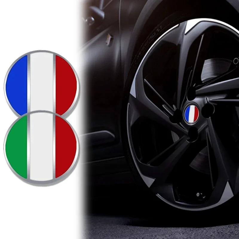 4Pcs 56mm Ltaly French Flag Emblem CCar Wheel Center Hub Cap Stickers Auto Rim Cover Badge For AUDI HONDA FORD TOYOTA KIA JEEP