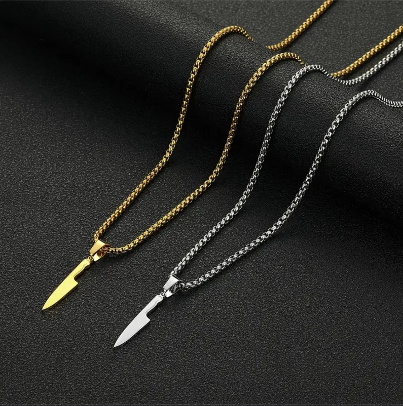 Simple Chef Knife Pendant Necklace For Men Artificial Jewelry Vintage Stainless Steel Necklace