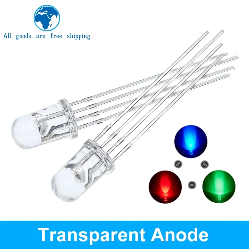 10/20/50/100pcs 5mm RGB LED Common Cathode / Common Anode Tri-Color Emitting Diodes f5 RGB Diffused / Transparent Highlight 