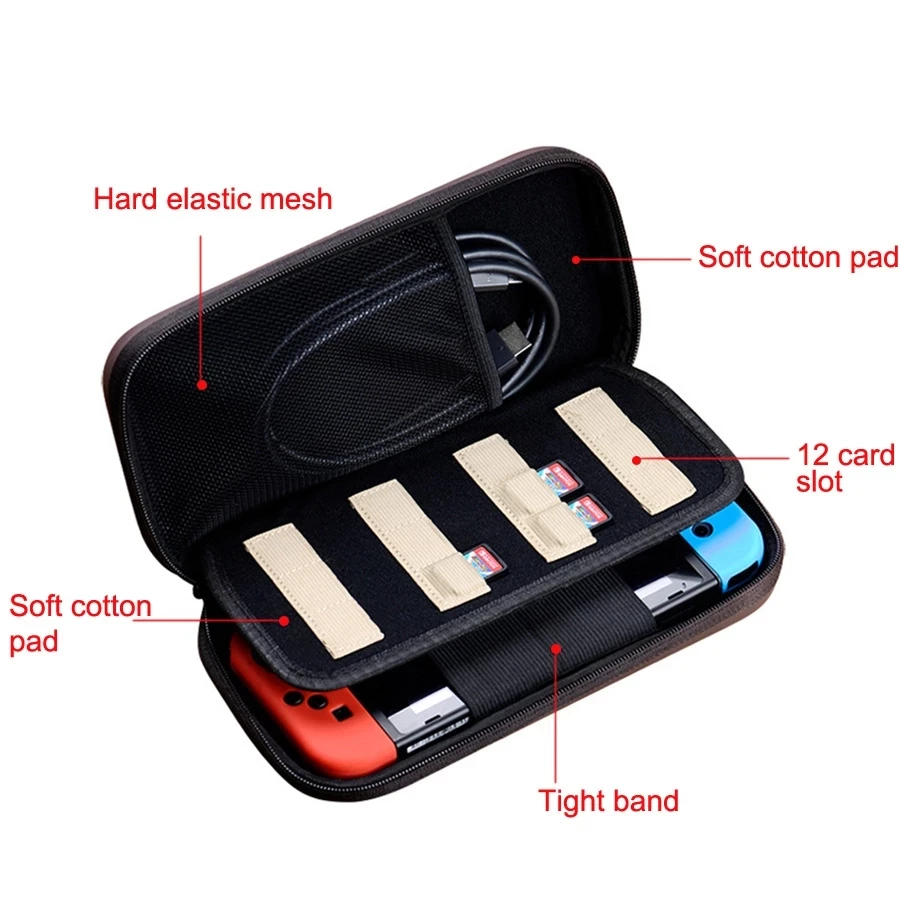 For Nintendo Switch/ Switch OLED Console Carrying Case Accessories Storage Bag Pouch Portable Waterproof Hard Travel Case